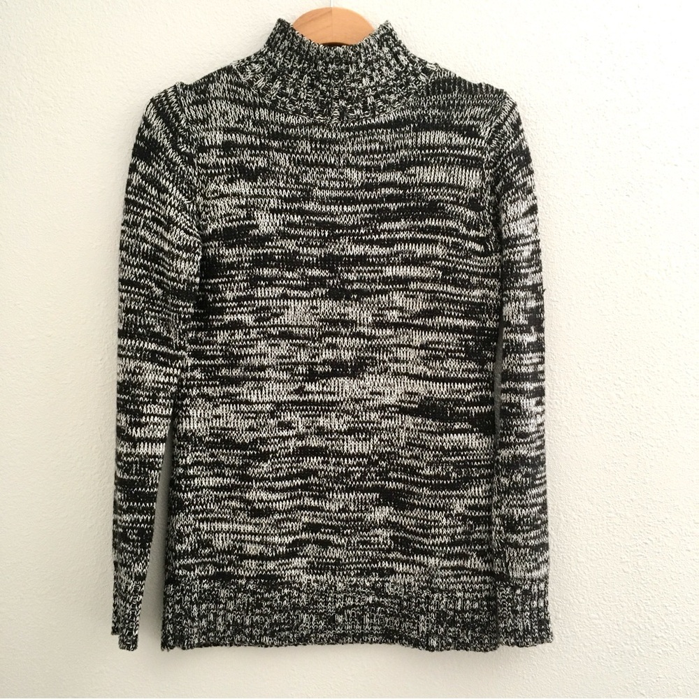 Women's Old Navy Black White Marl Turtleneck Sweater Sz Small